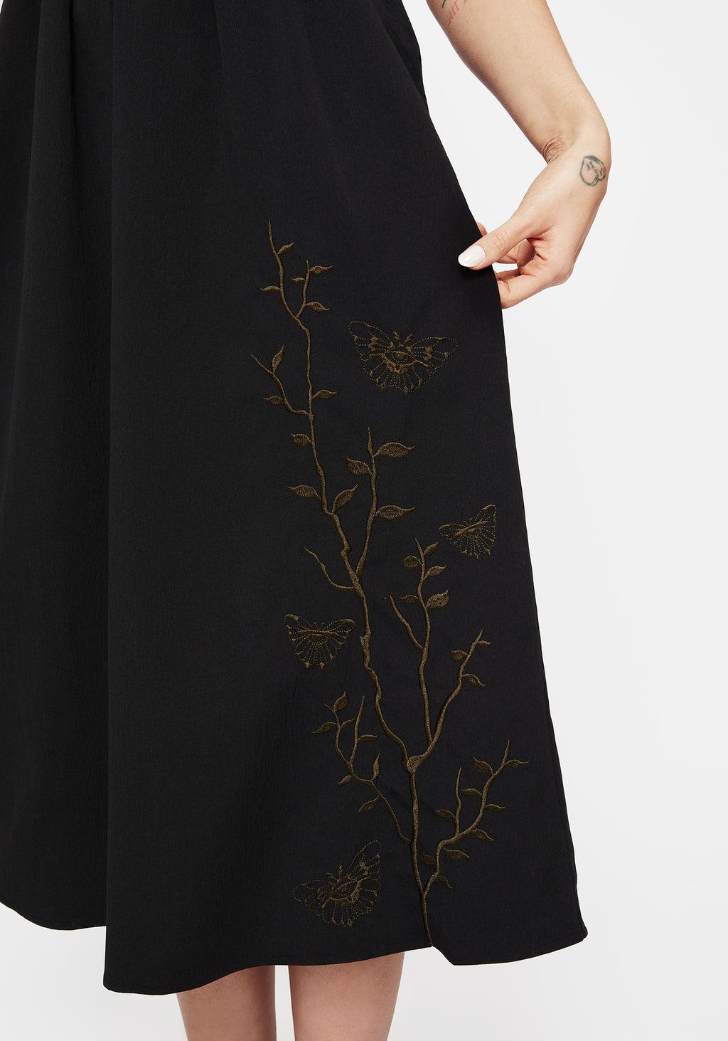 Cressida Moth Embroidered Midi Dress Product Image