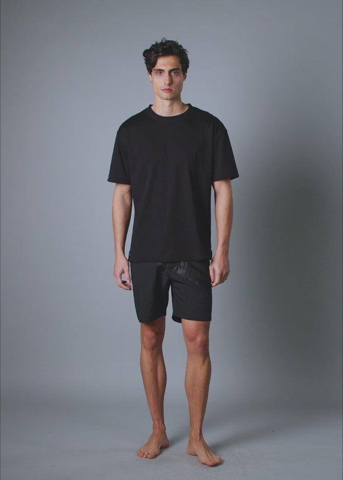 Black Cross Stripe Swim Hybrid Product Image