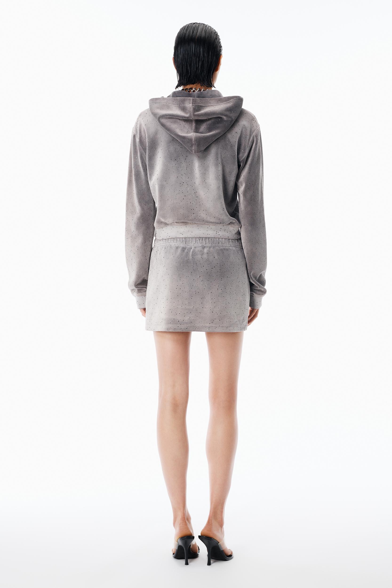 Shrunken Hoodie In Crystal Hotfix Velour   Product Image