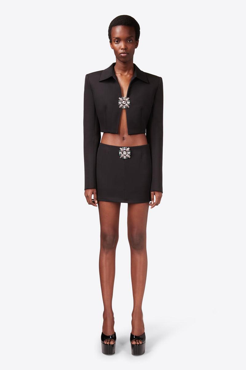 Crystal Brooch Cropped Cardigan Product Image