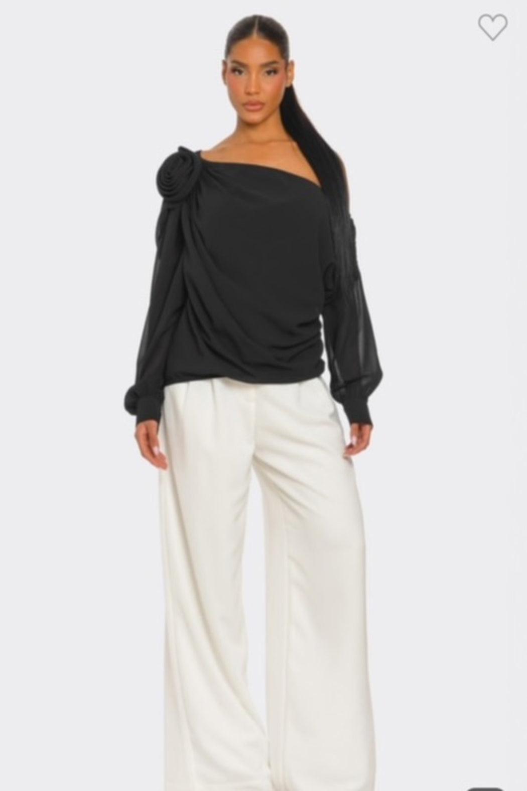 Black Rosette Blouse Product Image