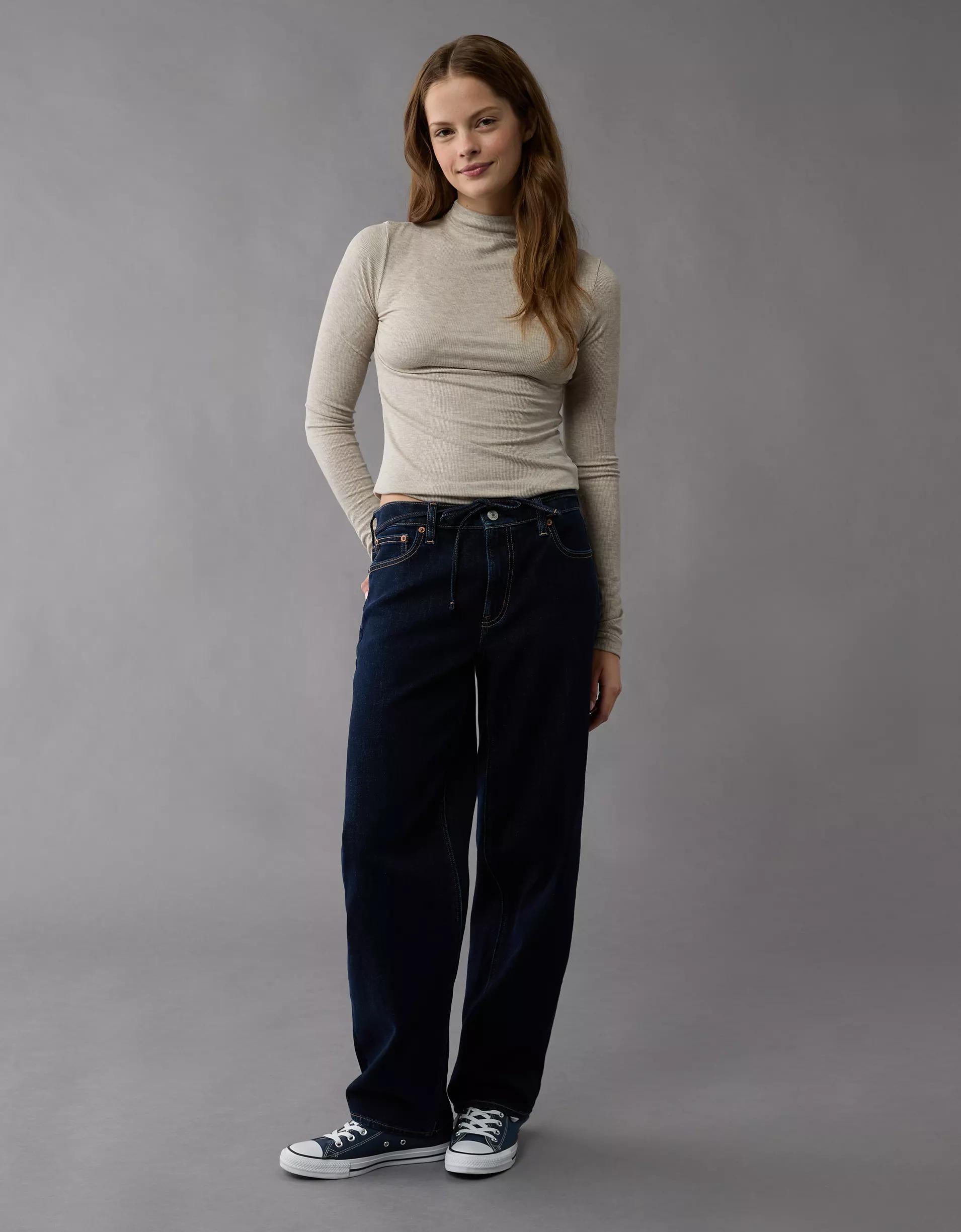 AE Soft & Sexy Long-Sleeve Mock Neck T-Shirt Product Image