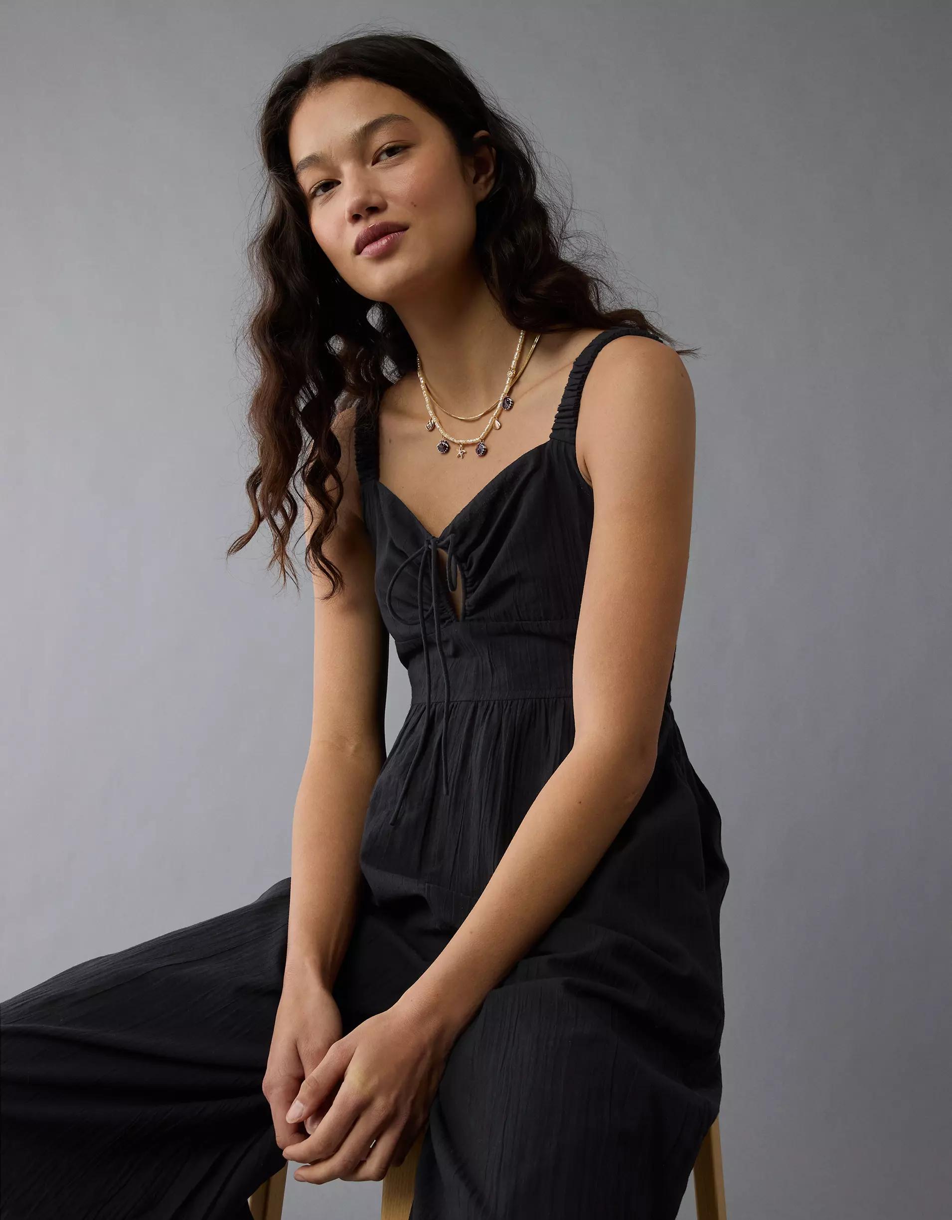 AE Tie Front V-Neck Jumpsuit Product Image