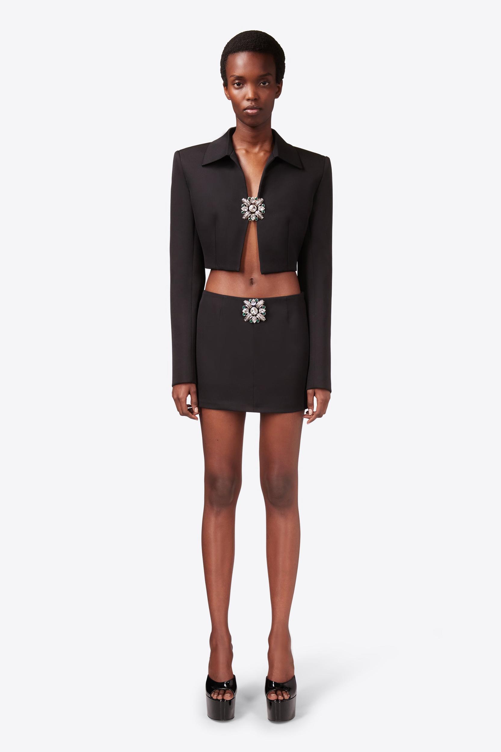 Crystal Brooch Cropped Cardigan Product Image