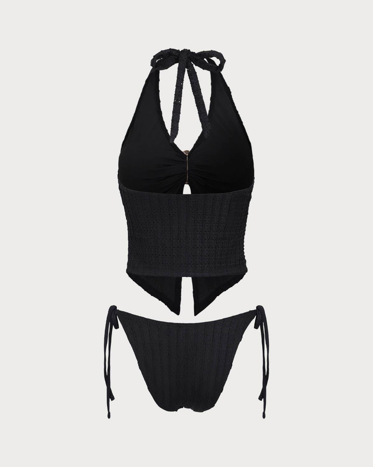 Black Cutout O-Ring Tankini Swimsuit Product Image