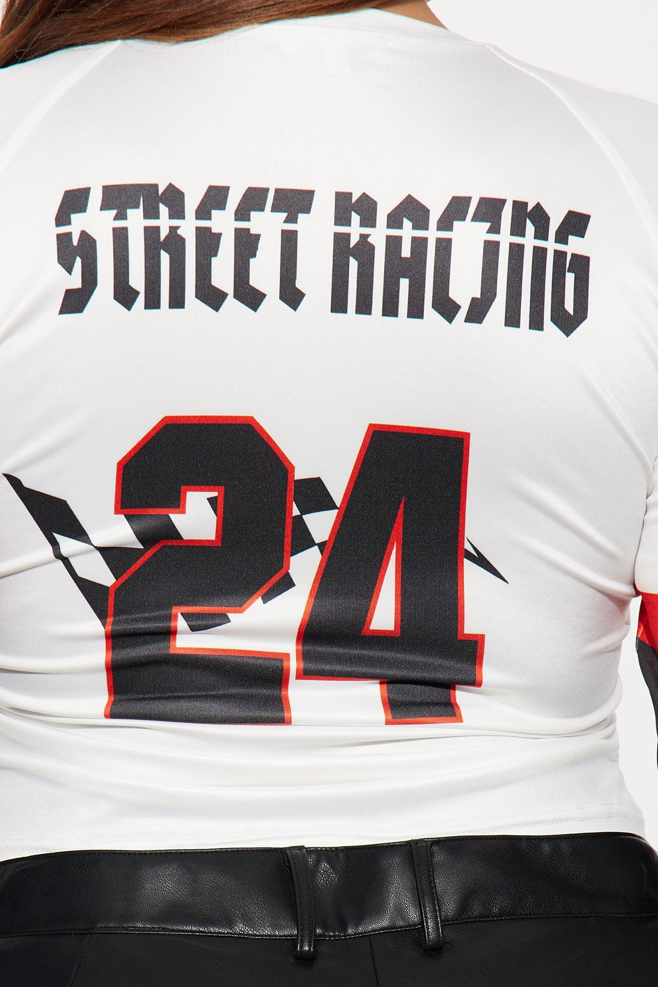 Street Racing 24 Tee - White/Black Female Product Image