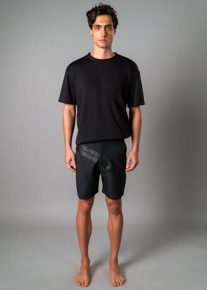 Black Cross Stripe Swim Hybrid Product Image