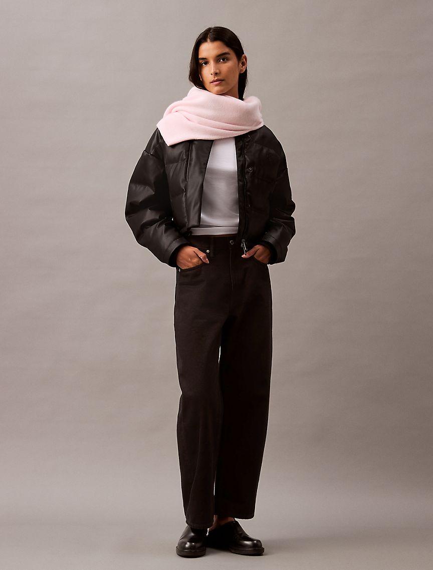 Classic Faux Leather Puffer Jacket Product Image