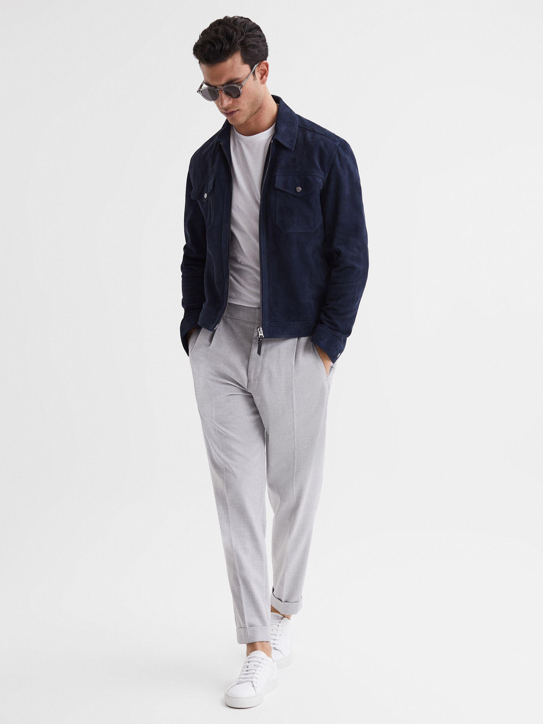 Relaxed Drawstring Trousers with Turn-Ups in Grey Product Image