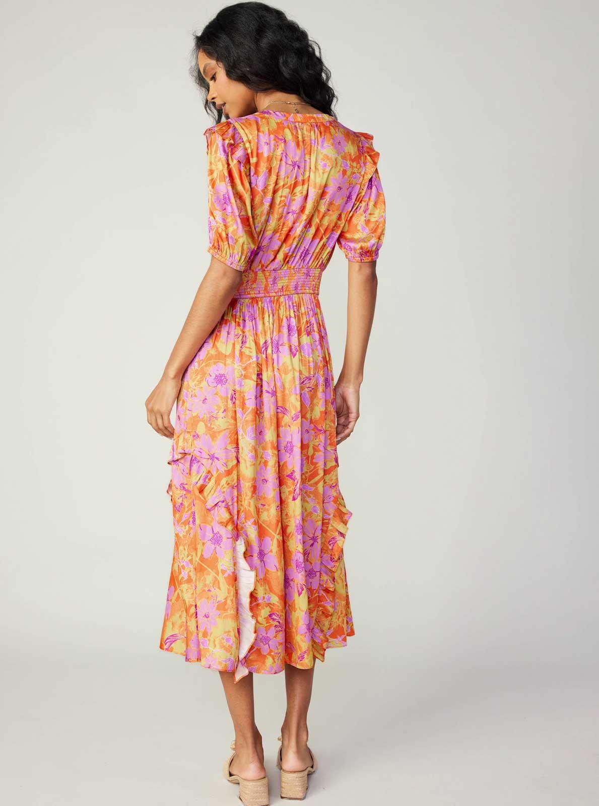Floral Print Ruffle Detail Midi Dress Product Image
