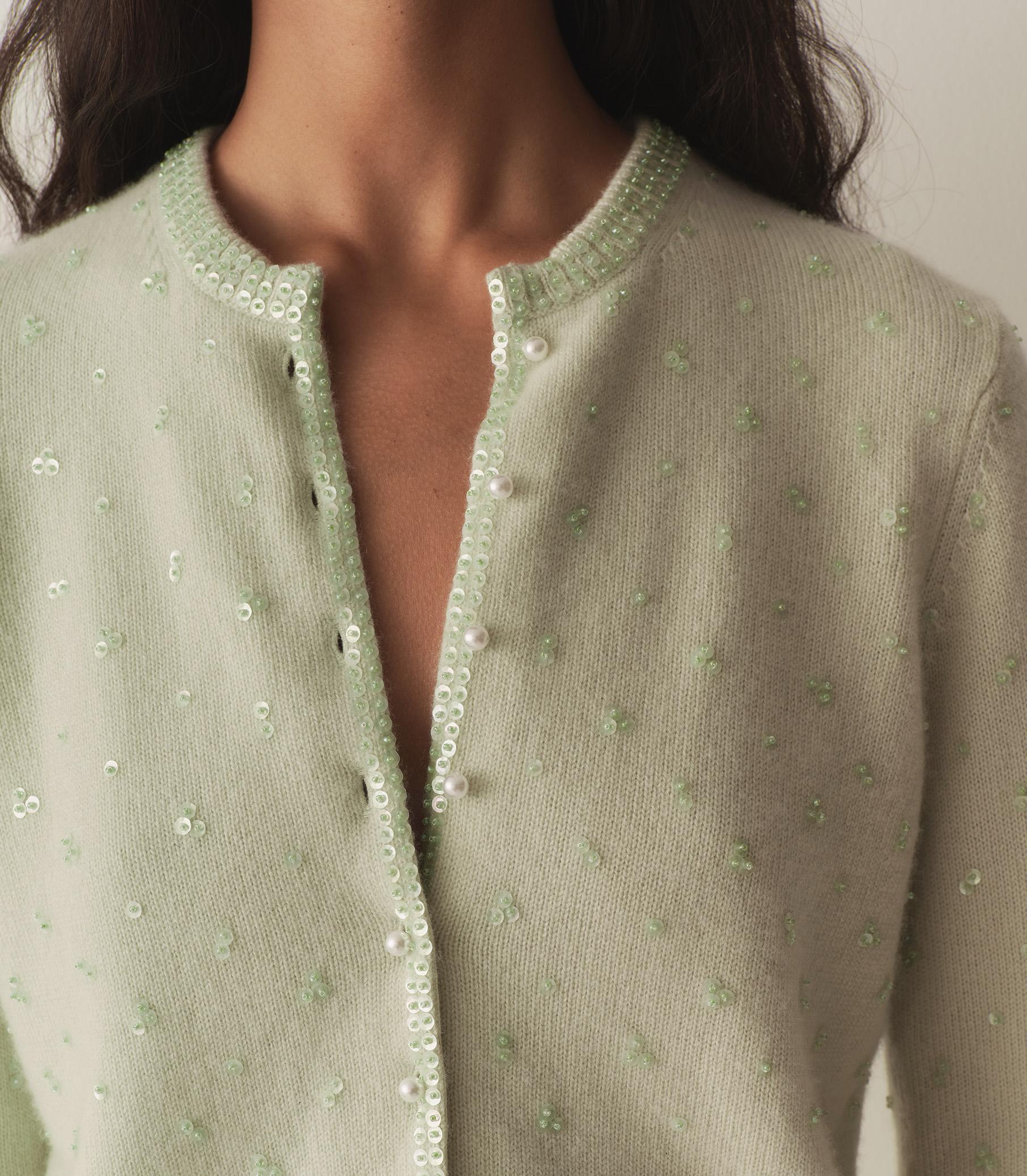 PAILLETTE CARDIGAN -- MINT TEA Product Image