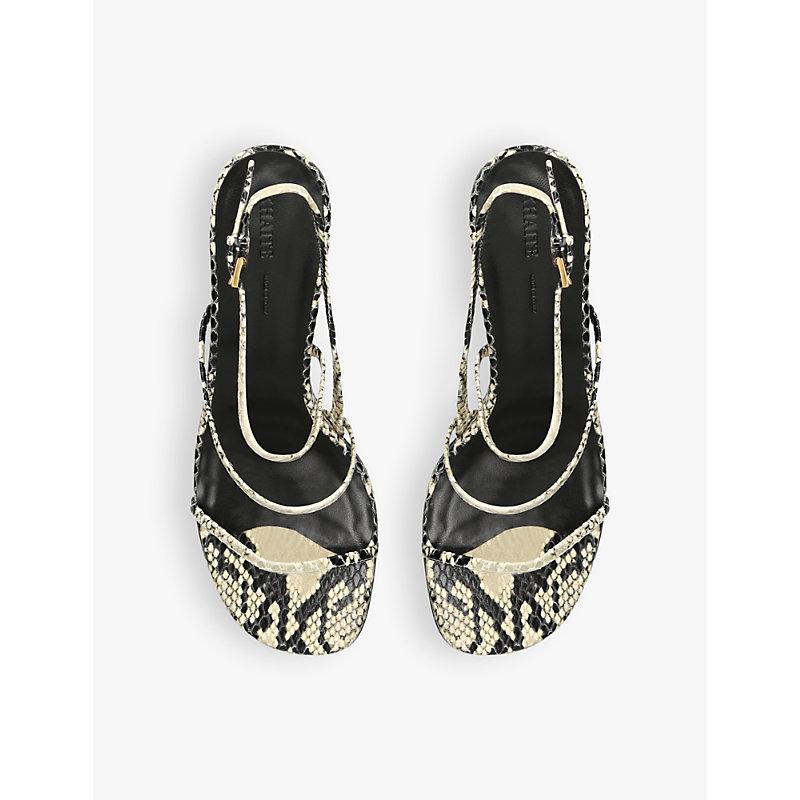 KHAITE Loop Snake-effect Leather Sandals In Beige Comb Product Image