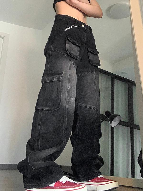 Multi Pocket High Rise Boyfriend Jeans Product Image