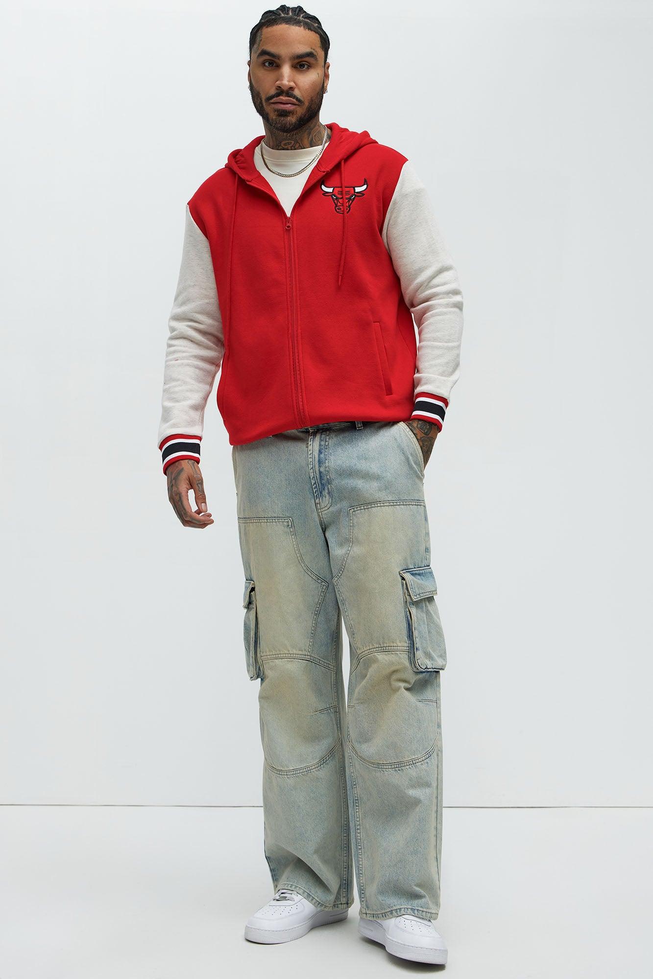 Bulls Above The Rim Zip Up Hoodie - Red Male Product Image