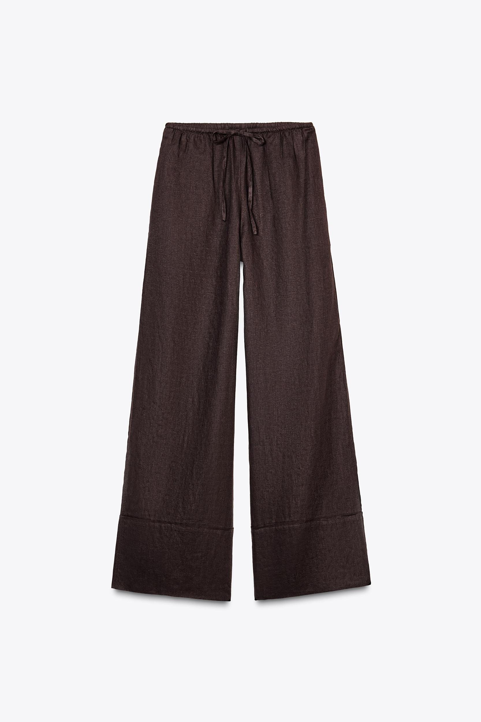 100% LINEN PALAZZO PANTS ZW COLLECTION Product Image