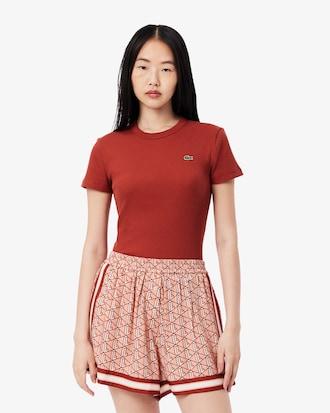 Women's Slim Fit Ribbed Cotton T-Shirt Product Image