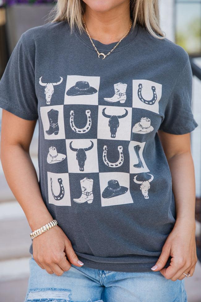 Country Checkered Dark Grey Graphic Tee Product Image