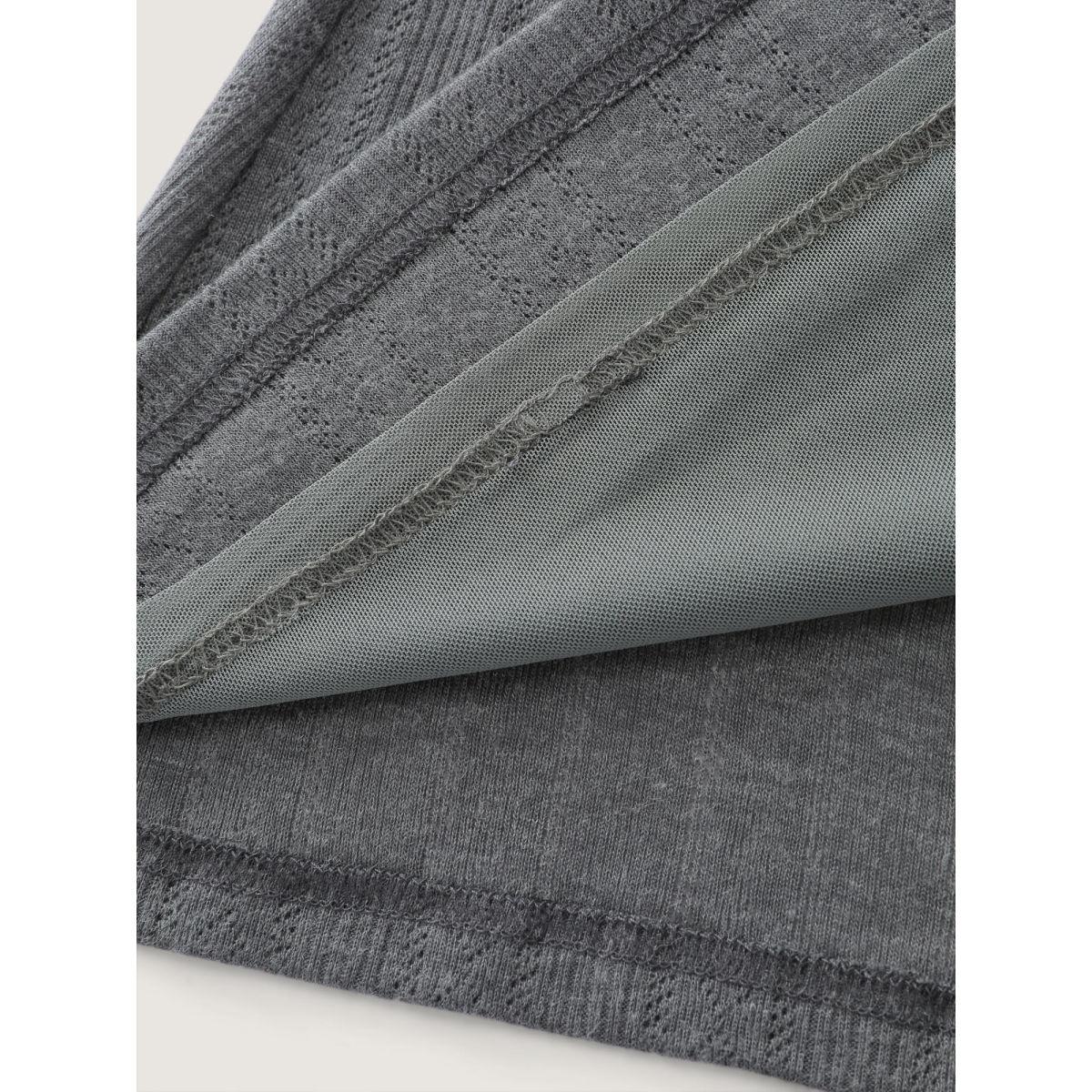 Plus Size Scalloped Trim High Neck Fitted T-Shirt DarkGray Women Timeless Mock Neck Elegant T-shirts BloomChic 12/L Product Image