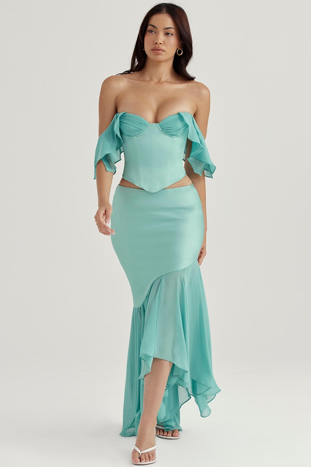 Lila  jade ruffle maxi skirt - sale Product Image