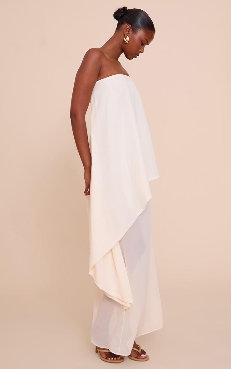 Butter Cream Chiffon Bandeau Overlay Maxi Dress Product Image
