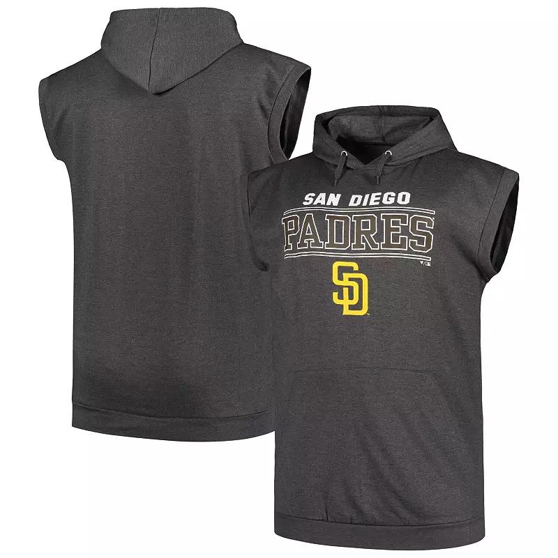 Men's Profile Heather Charcoal San Diego Padres Big & Tall Muscle Sleeveless Pullover Hoodie,  Product Image