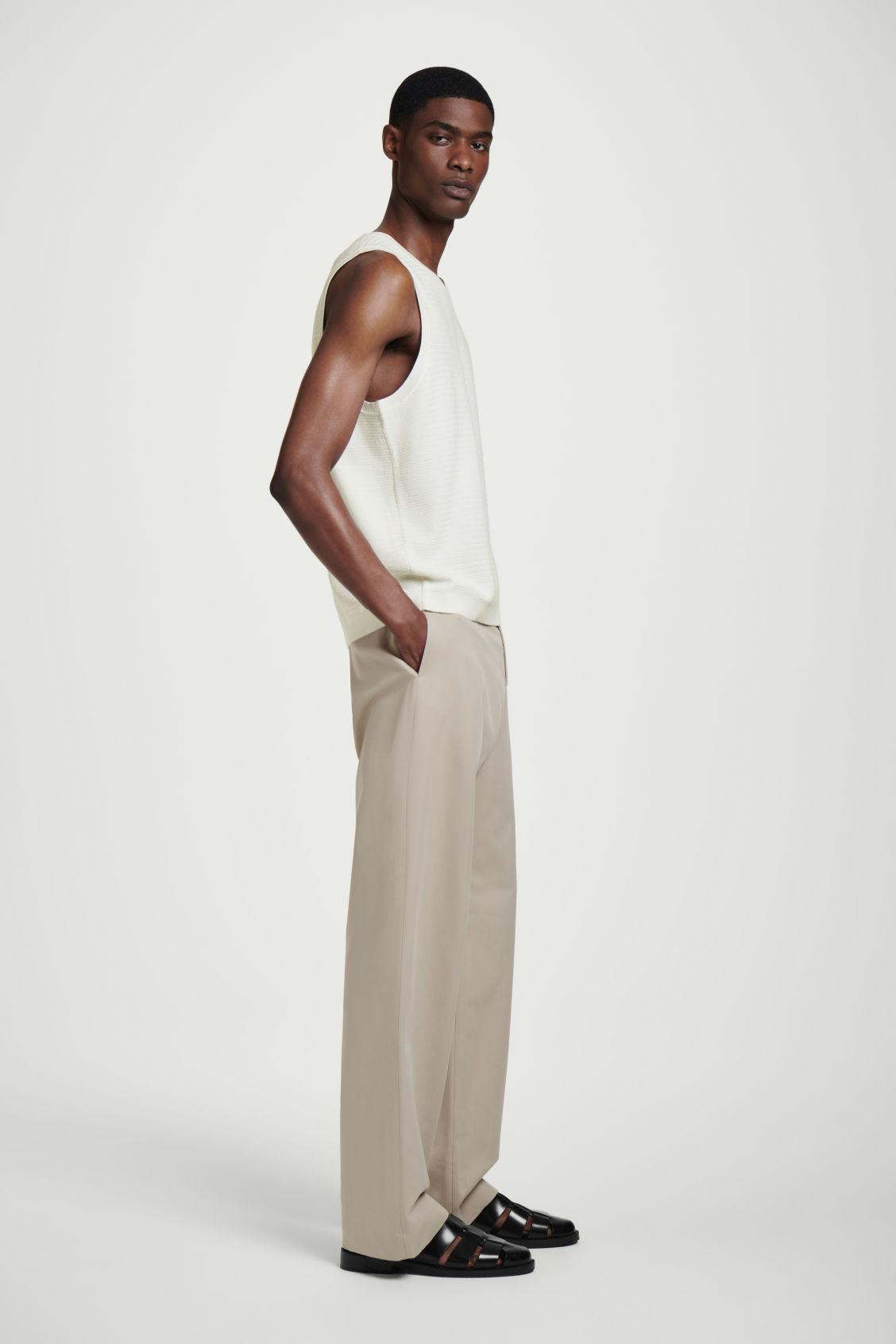 TEXTURED KNITTED COTTON TANK TOP Product Image