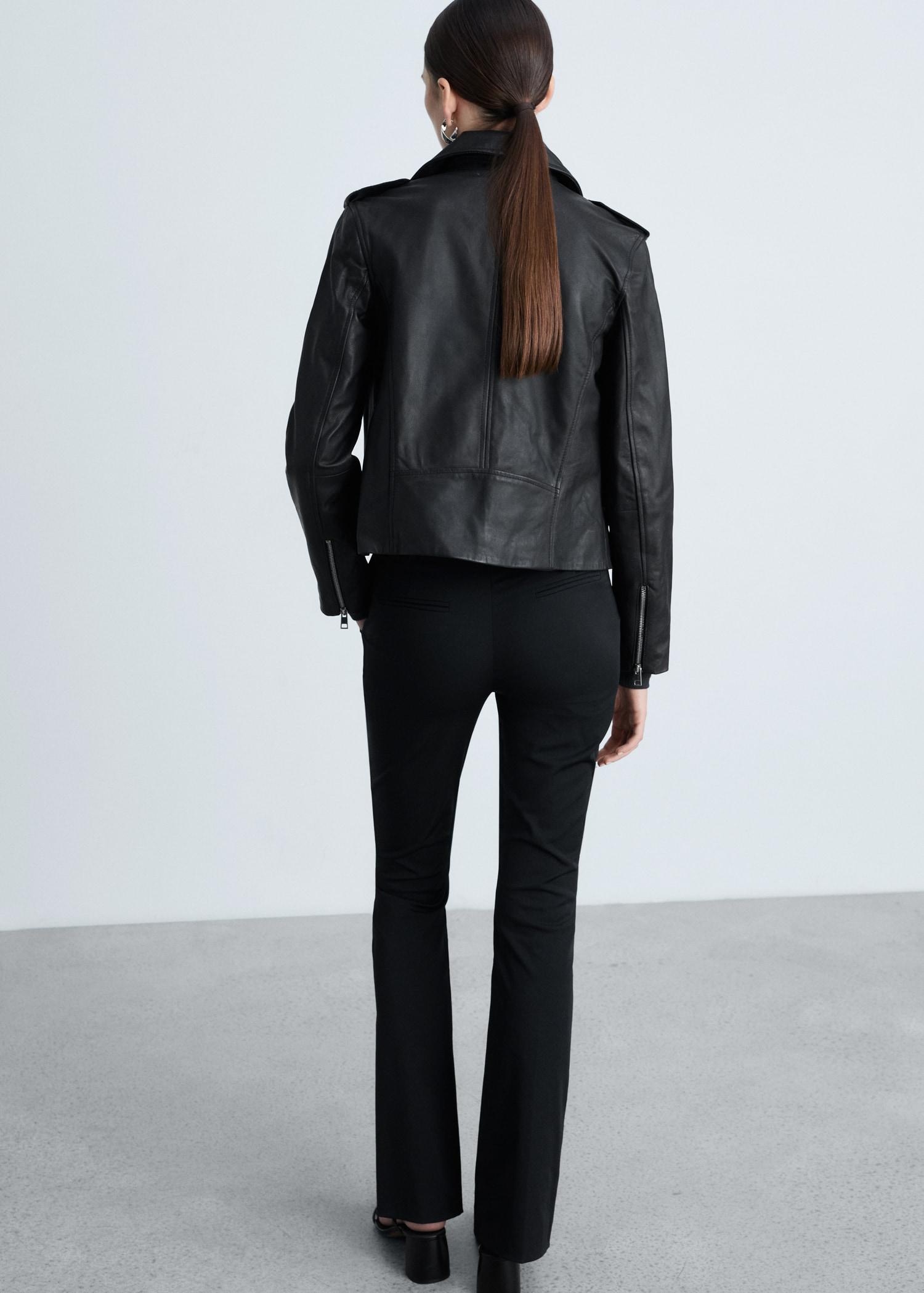 Leather biker jacket - Women | MANGO USA Product Image