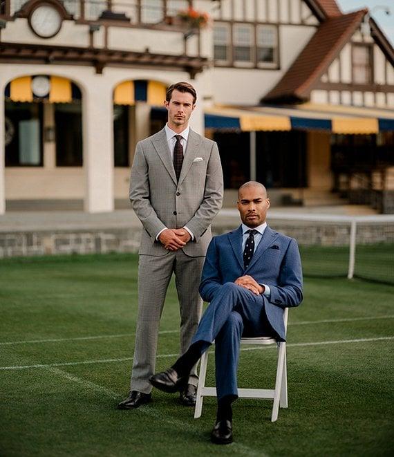 Hickey Freeman Modern Fit Flat Front Plaid 2 Piece Suit Product Image