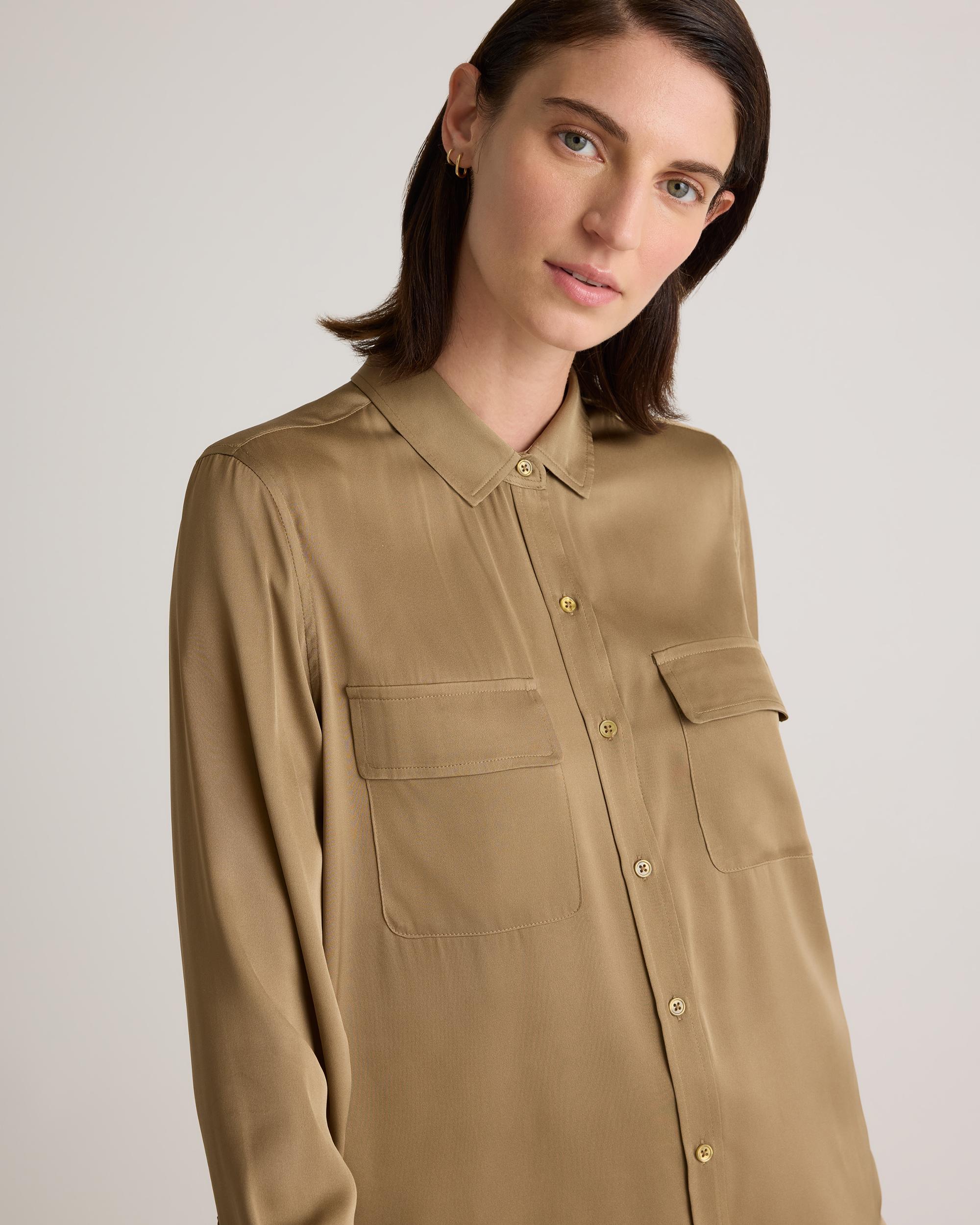 Quince | Women's Washable Stretch Silk Utility Long Sleeve Blouse Product Image