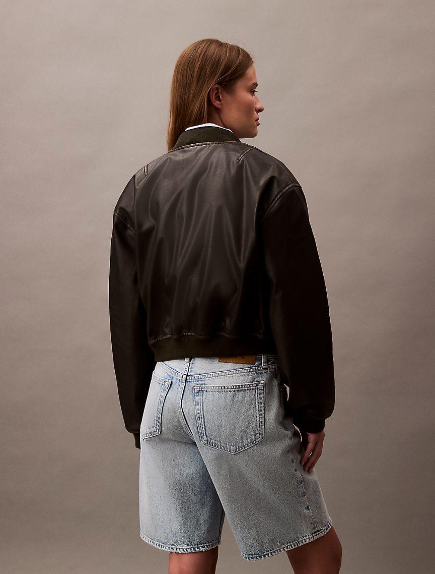 Faux Leather Bomber Jacket Product Image