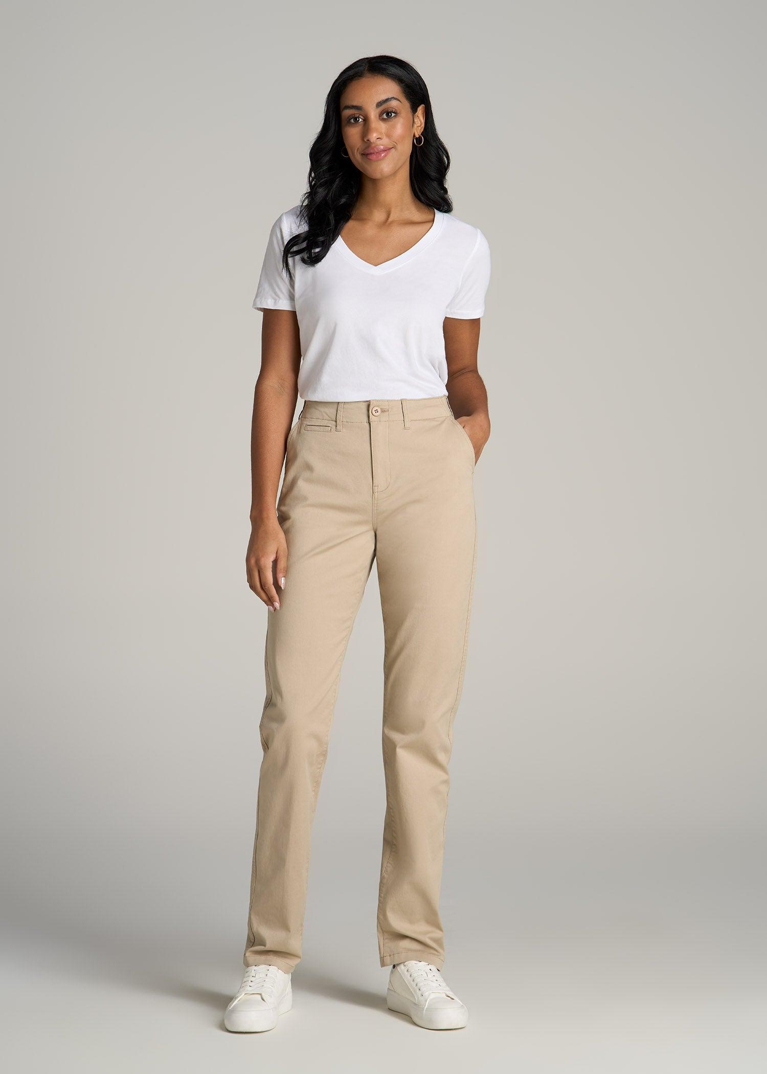High Rise Tapered Chino Pants for Tall Women in Washed Black Female Product Image