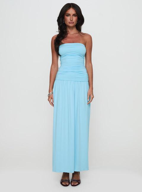 Glorie Strapless Maxi Dress Light Blue Petite Product Image