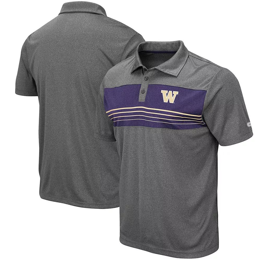 Men's Colosseum Heathered Charcoal Washington Huskies Smithers Polo,  Product Image