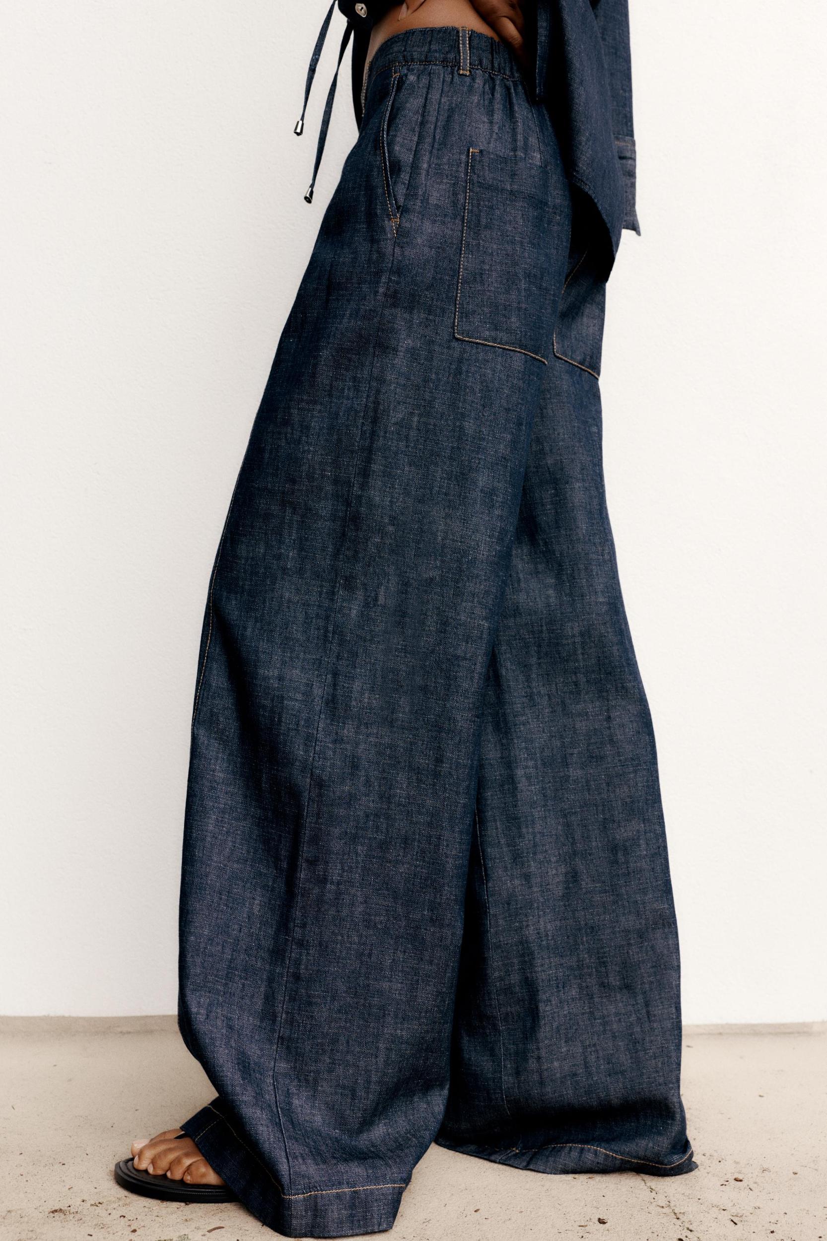 WIDE LEG LINEN PANTS Product Image