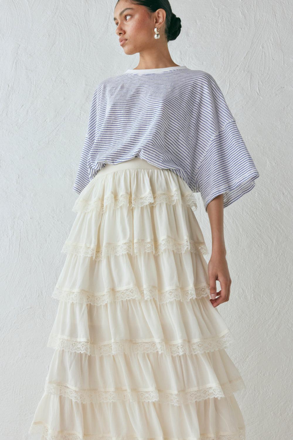 Thalia Midi Skirt Cream Product Image