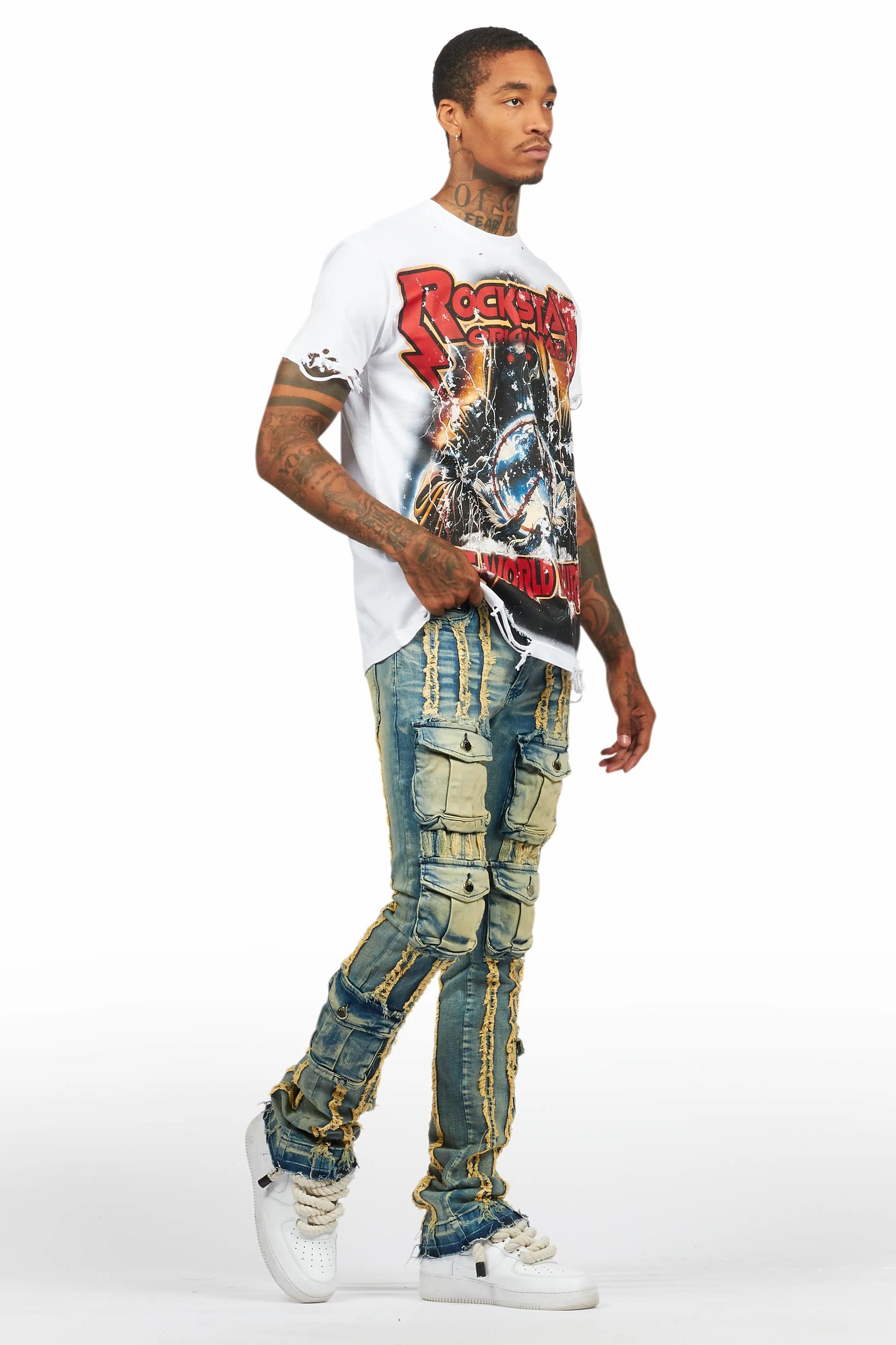 Frey Blue Stacked Flare Jean Male Product Image