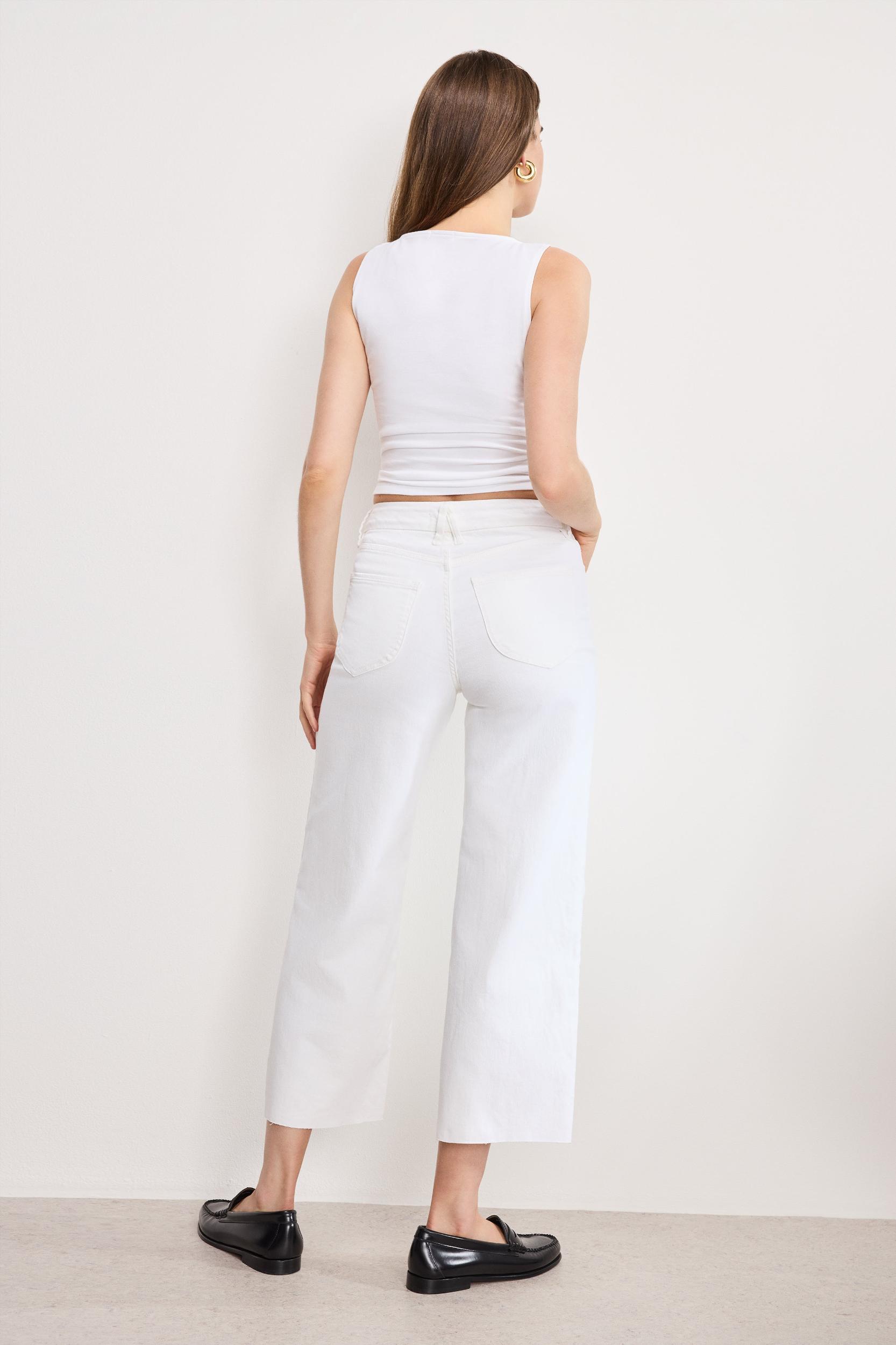 GOOD WAIST CROPPED PALAZZO JEANS | WHITE001 Product Image
