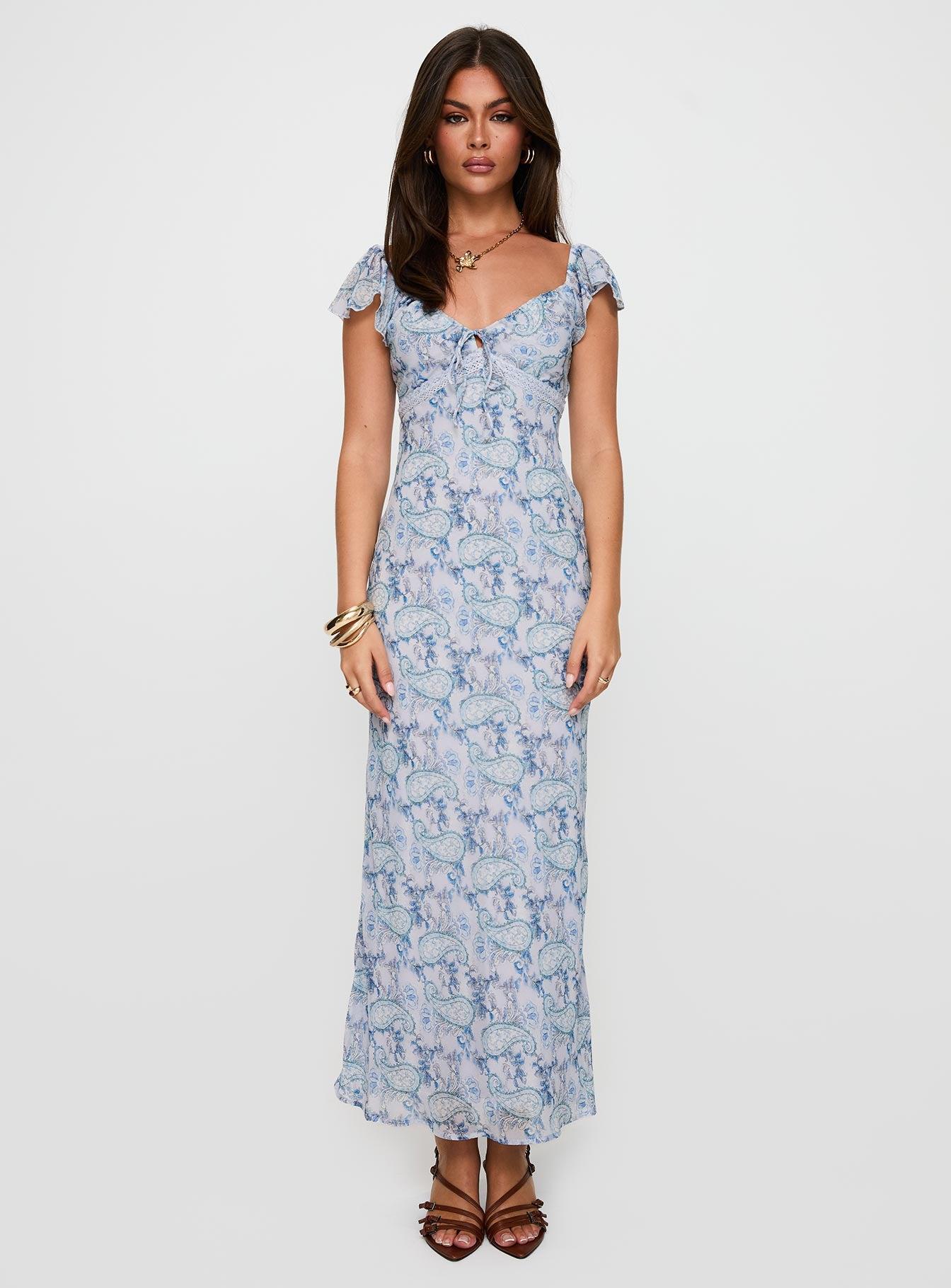 Dahleia Maxi Dress Blue Paisley Product Image