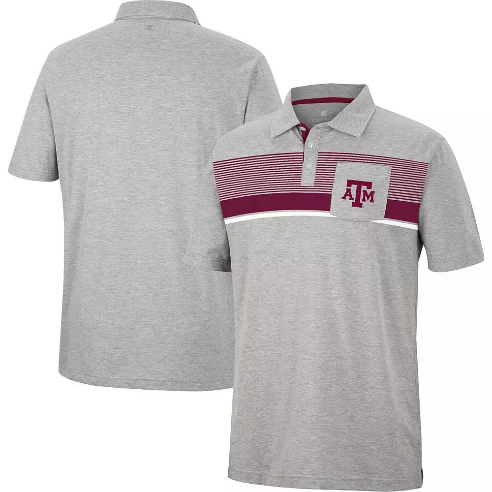 Men's Colosseum Heathered Gray Texas A&M Aggies Golfer Pocket Polo, Size: 2XL, Grey Product Image