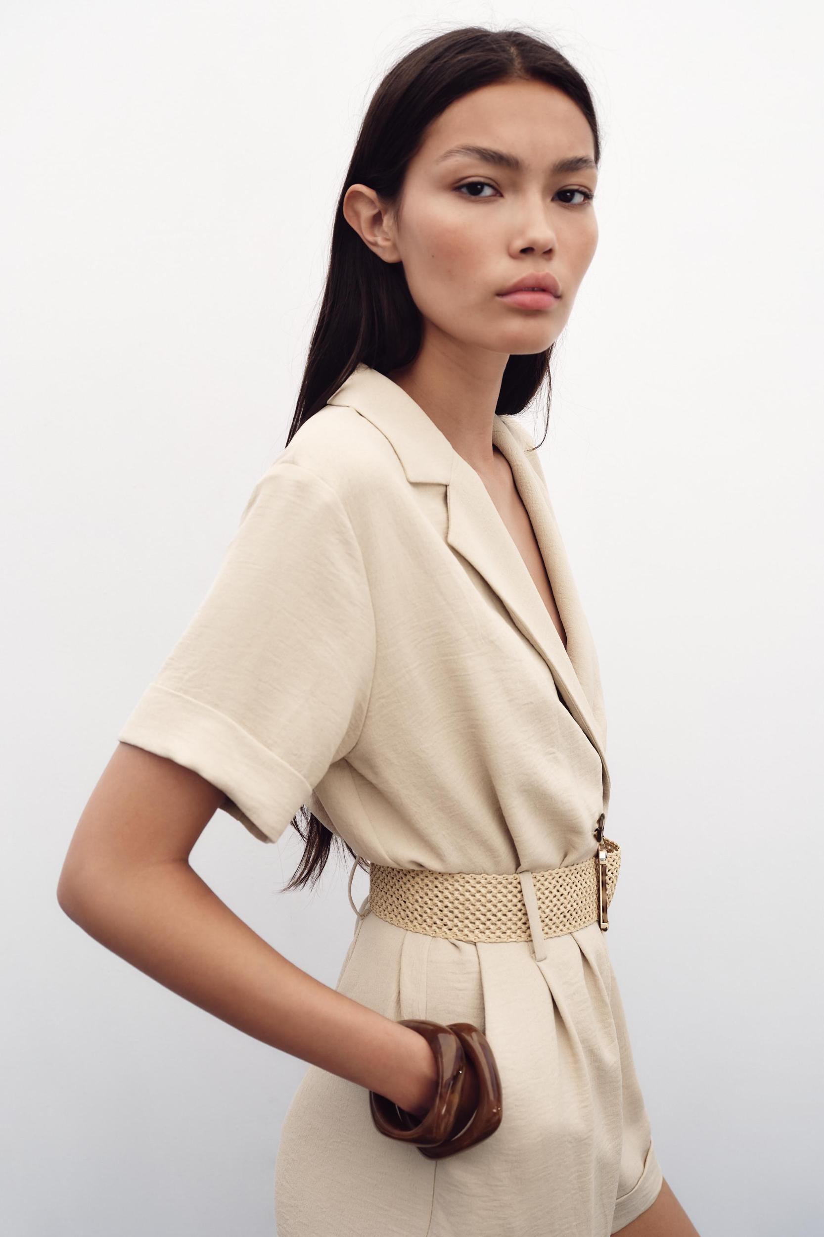 BELTED SHORT SLEEVE JUMPSUIT Product Image