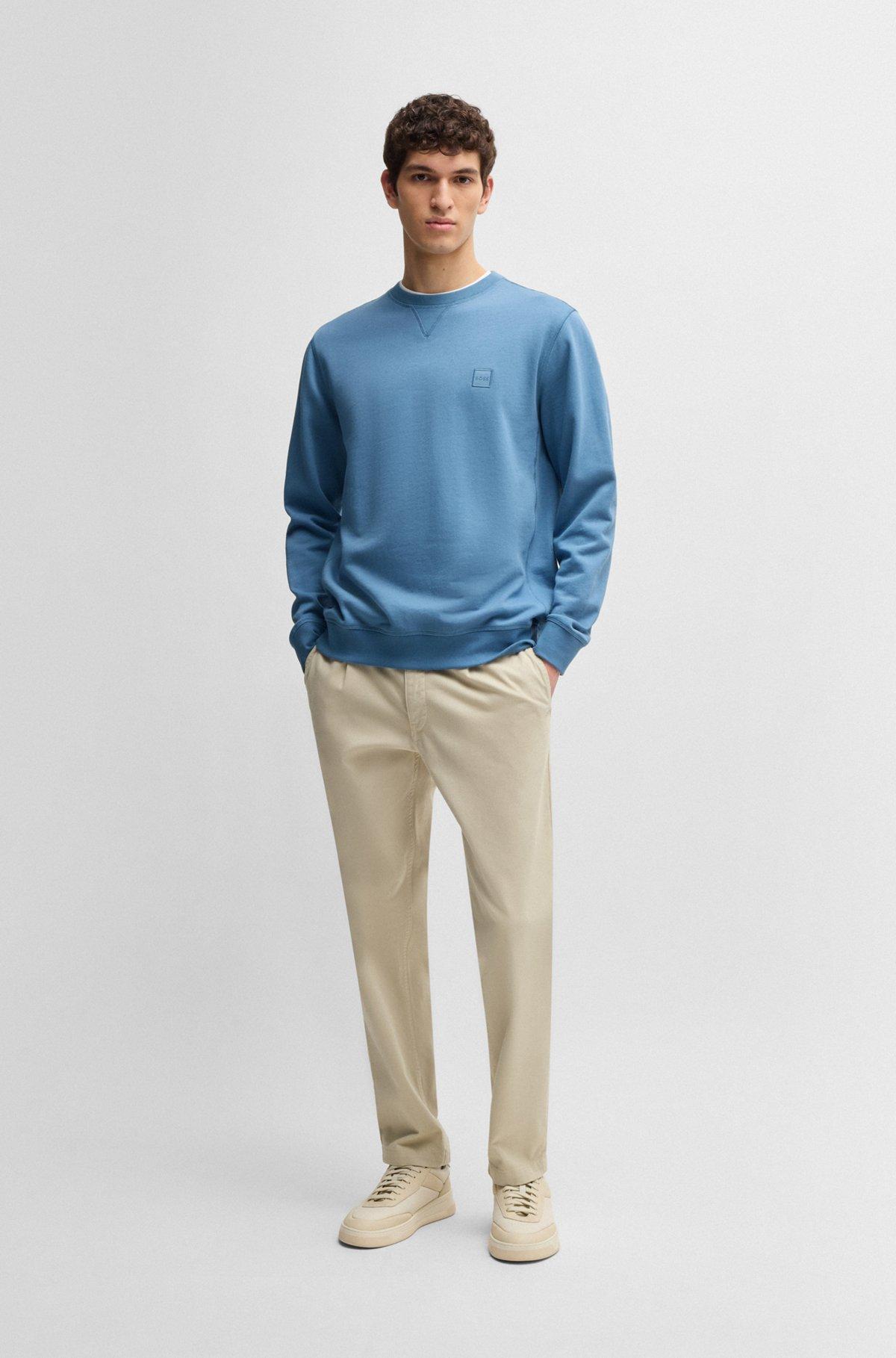 Cotton-terry regular-fit sweatshirt with logo patch Product Image