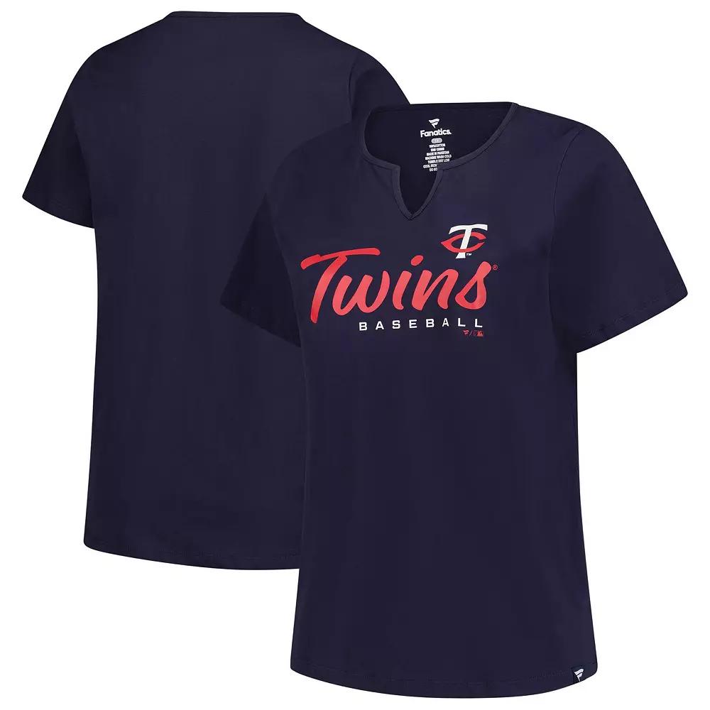 Women's Profile  Navy Minnesota Twins Wordmark Notch Neck T-Shirt, Size: 4XL, Blue Product Image