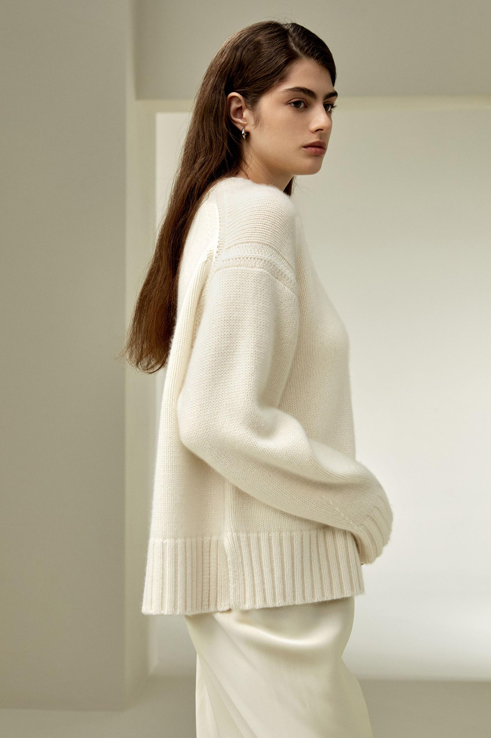 Boxy Crewneck Cashmere Sweater Product Image