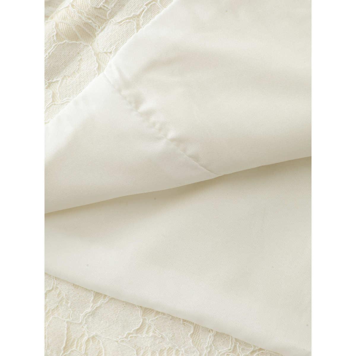 Plus Size Lace Trim Metal Buttons Blazer Ivory Women Elegant Sleeve Long Sleeve Round Neck 14-16/1X Patch pocket Retro Blazers BloomChic Product Image