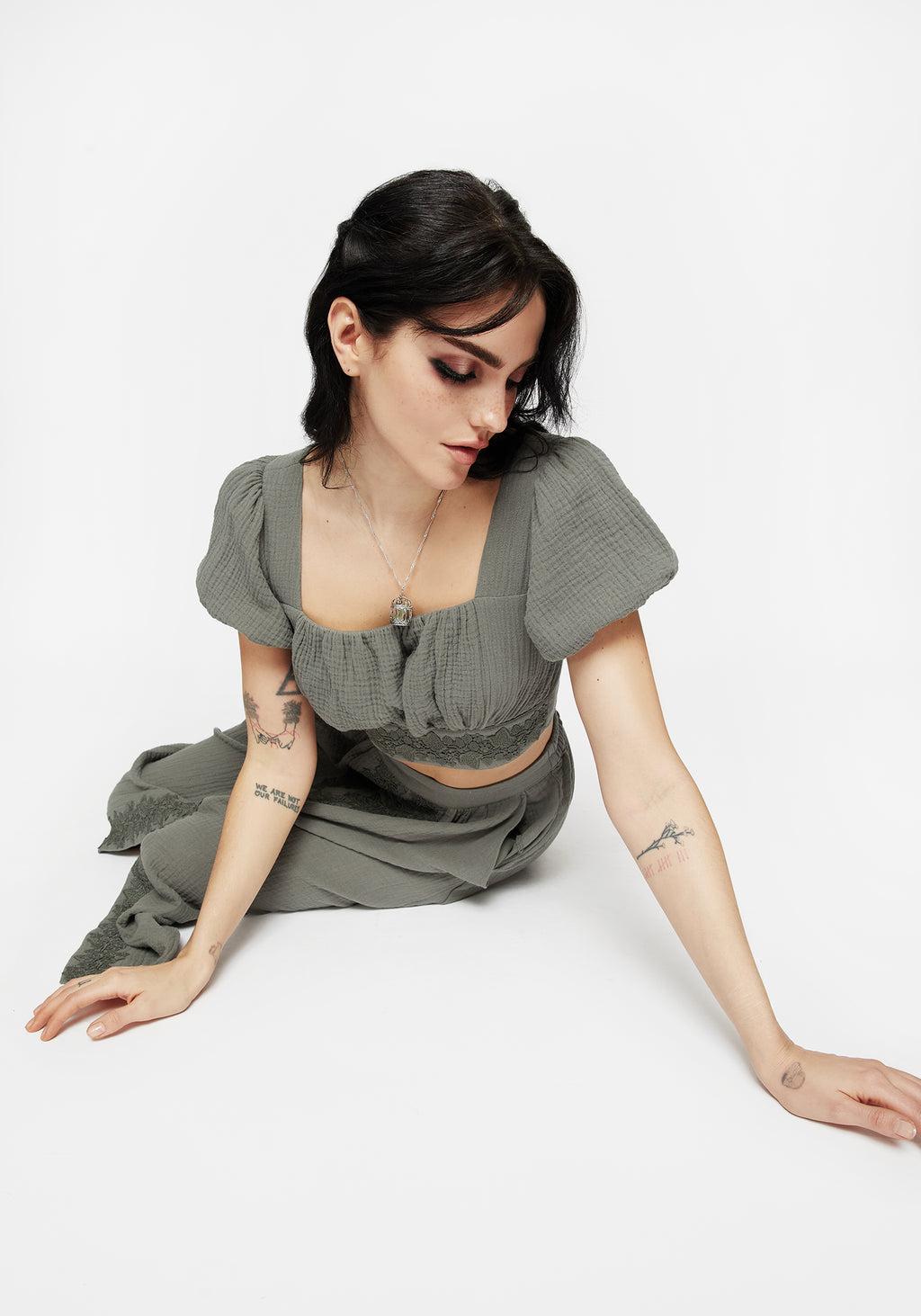 Alder Cotton Ivy Detail Crop Top Product Image