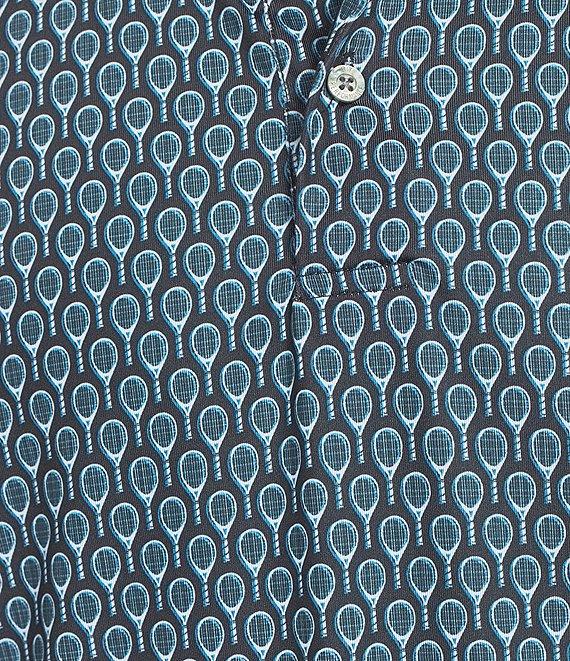 Roundtree & Yorke Performance Short Sleeve Racquet Print Polo Shirt Product Image