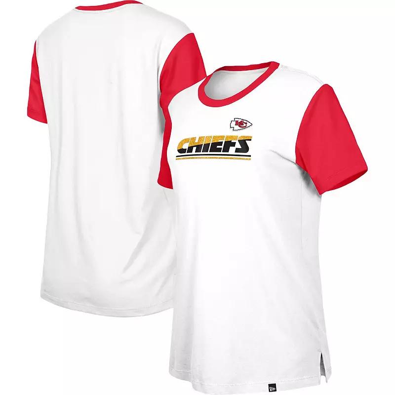Women's New Era  White/Red Kansas City Chiefs Third Down Colorblock T-Shirt, Size: XL Product Image
