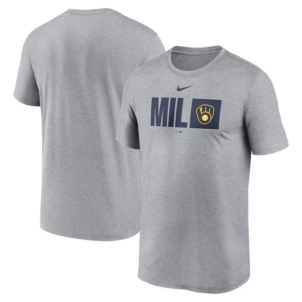 Men's Nike Heather Gray Milwaukee Brewers Tricode Legend T-Shirt,  Product Image
