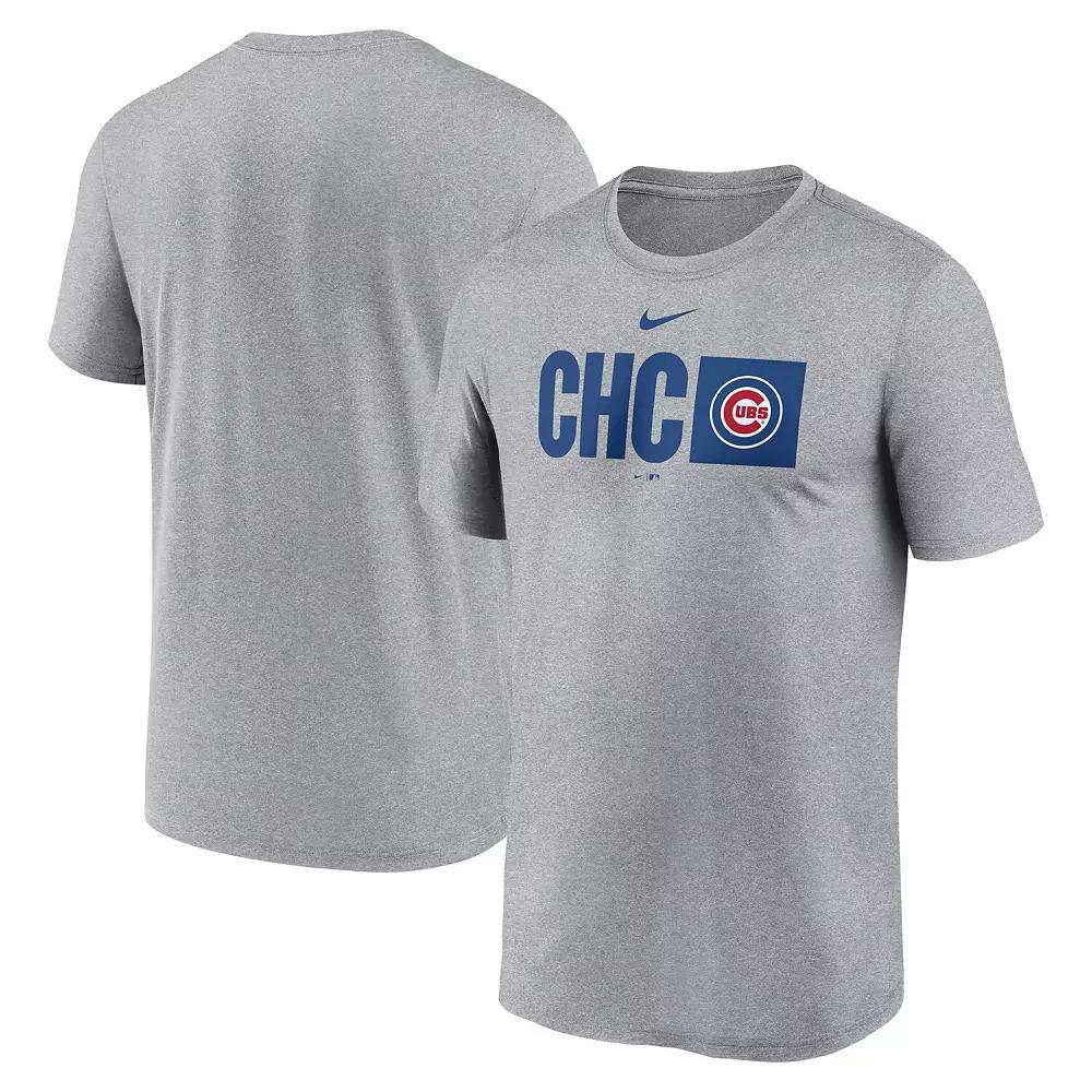 Men's Nike  Heather Gray Chicago Cubs Tricode Legend T-Shirt, Size: Large, Grey Product Image