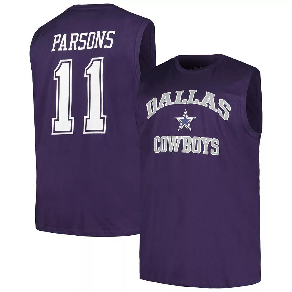 Men's Fanatics Micah Parsons Navy Dallas Cowboys Big & Tall Muscle Tank Top, Size: 2XB, Blue Product Image